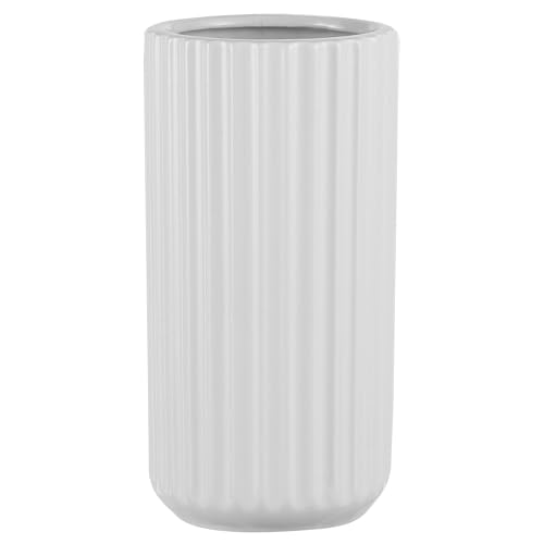 Weiße Keramikvase für Blumen, moderne weiße Vase für Heimdekoration, hohe gerippte Vase für Wohnzimmer, Büro, Kaminsims, Bücherregal, Esstisch, 20,3 cm Weiße Keramikvase für Blumen, moderne weiße Vase für Heimdekoration, hohe gerippte Vase für Wohnzimmer, Büro, Kaminsims, Bücherregal, Esstisch, 20,3 cm von yanwe1