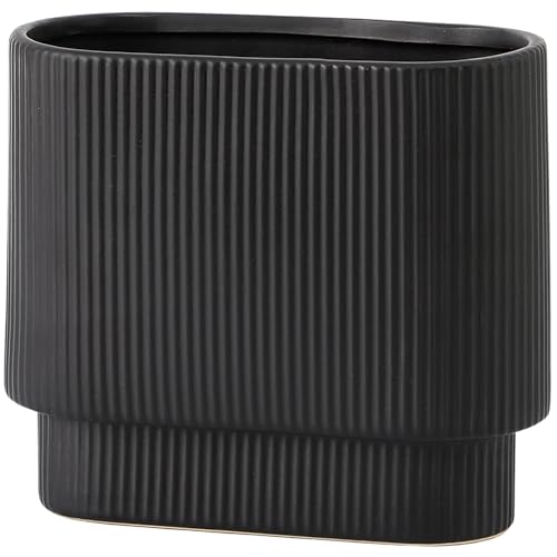 YANWE1 Schwarze Keramikvase für Blumen, dekorative Boho-Vase für Dekor, rechteckige Vasen für Tulpen, Pampasgrasvasen für Wohnzimmer, Büro, Kaminsims, Hochzeit, Esstisch, 17,8 cm YANWE1 Schwarze Keramikvase für Blumen, dekorative Boho-Vase für Dekor, rechteckige Vasen für Tulpen, Pampasgrasvasen für Wohnzimmer, Büro, Kaminsims, Hochzeit, Esstisch, 17,8 cm von yanwe1