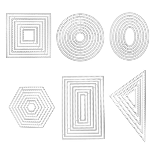Stanzschablonen in geometrischer Form, Karbonstahl, Stanzschablonen für Kartenherstellung, Scrapbooking, Albumpaket, 6 Stück Stanzschablonen in geometrischer Form, Karbonstahl, Stanzschablonen für Kartenherstellung, Scrapbooking, Albumpaket, 6 Stück von yanwuwa