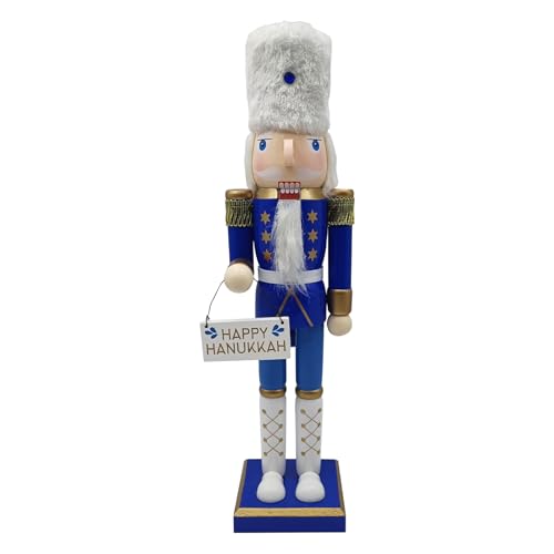 yanzisura Weihnachtlicher Nussknacker, Hanukka, traditionell bemalte Nussknacker-Figuren, weiß und blau, festliche Sammlerstatue, Partyzubehör für Schrank, , Kamin, Fenster, Theke, Tischplatte yanzisura Weihnachtlicher Nussknacker, Hanukka, traditionell bemalte Nussknacker-Figuren, weiß und blau, festliche Sammlerstatue, Partyzubehör für Schrank, , Kamin, Fenster, Theke, Tischplatte von yanzisura
