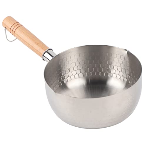 18 cm Kochtopf, Antihaft-Soßentopf, Kochtopf mit Ausgießer und Holzgriff, Topf aus 304 Edelstahl, Ergänzungsfuttertopf ohne Deckel für die Küche von yaogohua