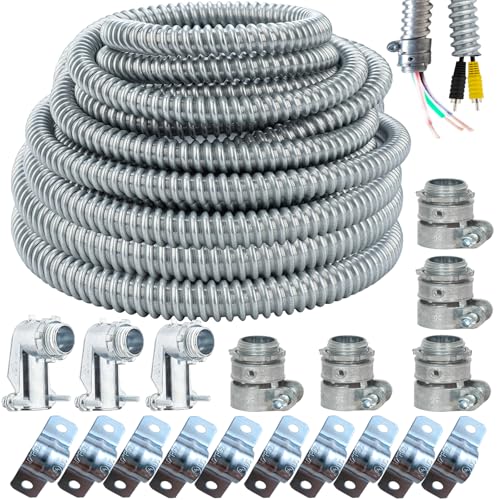 yariwiz Flexibler Stahlrohr, 1,27 cm Durchmesser x 30,4 m, flüssigkeitsdichtes Stahlrohr-Set mit 5 Kupplungen, 3 Stück Ellenbogen und 10 Stück Gurt, flexibel, flüssigkeitsdicht, S-LCCK-0,5–30 m yariwiz Flexibler Stahlrohr, 1,27 cm Durchmesser x 30,4 m, flüssigkeitsdichtes Stahlrohr-Set mit 5 Kupplungen, 3 Stück Ellenbogen und 10 Stück Gurt, flexibel, flüssigkeitsdicht, S-LCCK-0,5–30 m von yariwiz