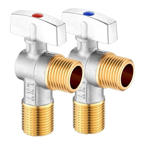 yasoe 2 Stück Messing-Kugelhahn für Warm- und Kaltwassereinlass, 20 Mm, Absperrventil für Badezimmerspüle, Toilettenanschluss, Wasserdruckregler yasoe 2 Stück Messing-Kugelhahn für Warm- und Kaltwassereinlass, 20 Mm, Absperrventil für Badezimmerspüle, Toilettenanschluss, Wasserdruckregler von yasoe