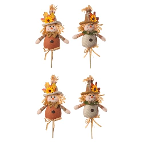 yasoe 4 Stück Thanksgiving-Dekorationen, Erntezeit, Vogelscheuchen, Stabpuppe, Herbst-Heimdekoration, Plug-in von yasoe