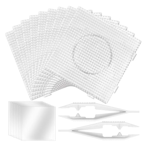 yasoe 9er-Pack Nagelplatten Aus Kunststoff, Große Quadratische Perlen, 5 Mm, mit Bügelpapier und Perlenpinzette für Selbstgemachte Bastelperlen von yasoe