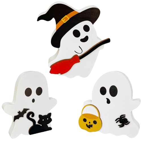 yasoe Hübsche Geister-Halloween-Dekoration, Seltsame Dekorative Schwarze Katze, Fledermaus, Hexenbesen, Logo-Tablett-Dekoration, Regaldisplay für Zuhause yasoe Hübsche Geister-Halloween-Dekoration, Seltsame Dekorative Schwarze Katze, Fledermaus, Hexenbesen, Logo-Tablett-Dekoration, Regaldisplay für Zuhause von yasoe