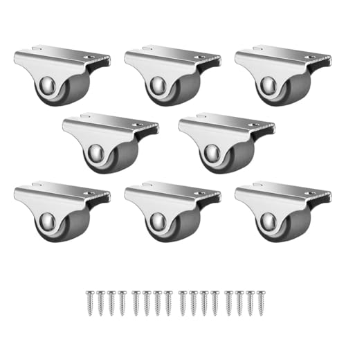 yasoe Mini-Bockrollen, Kleine Rollen mit Niedrigem Profil und Schrauben, Leise Starre Gummirollen für Möbel, 8er-Pack von yasoe