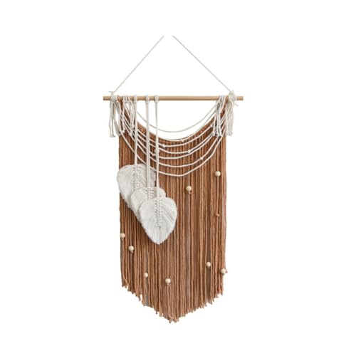 yasoe Wandteppich im Bohème-Stil, Handgefertigt, mit Blättern und Quasten Aus Kerngesponnener Seide, Dunkelbraun yasoe Wandteppich im Bohème-Stil, Handgefertigt, mit Blättern und Quasten Aus Kerngesponnener Seide, Dunkelbraun von yasoe