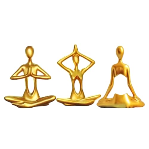 yasoe Yoga-Figur, Yoga-Statue für Den Schreibtisch, Yoga-Figuren-Set, Kunstharz-Statuen für die Dekoration zu Hause oder im Büro, Schreibtisch-Ornamente, Gold von yasoe