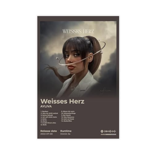 Ayliva Poster, hübsches Sänger-Pop-Musikalbum, weißes Herz, Fans, Geschenk, Leinwand-Poster, Schlafzimmer, Dekoration, Landschaft, Büro, Raumdekoration, Geschenk, 30 x 45 cm Ayliva Poster, hübsches Sänger-Pop-Musikalbum, weißes Herz, Fans, Geschenk, Leinwand-Poster, Schlafzimmer, Dekoration, Landschaft, Büro, Raumdekoration, Geschenk, 30 x 45 cm von yatxag