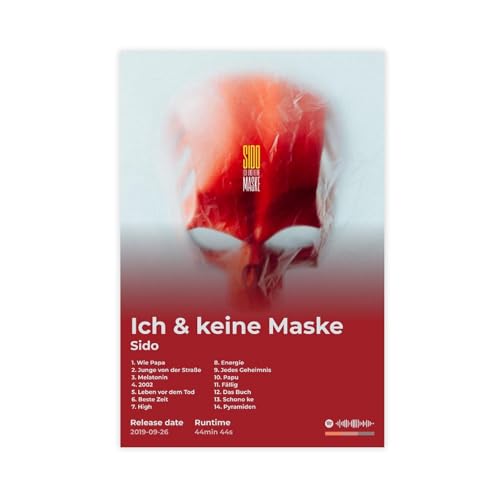 yatxag Sido Retro-Poster, Hip-Hop-Musik, Rap-Album, Ich & Keine Maske, Cover, Fans, Geschenk, Leinwand, Poster, Schlafzimmer, Büro, Raumdekoration, 20 x 30 cm yatxag Sido Retro-Poster, Hip-Hop-Musik, Rap-Album, Ich & Keine Maske, Cover, Fans, Geschenk, Leinwand, Poster, Schlafzimmer, Büro, Raumdekoration, 20 x 30 cm von yatxag