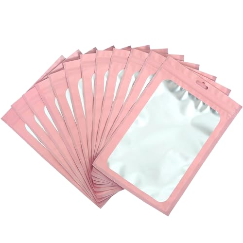 30 Stück Rosa Baggys Mylar Folie Zip Beutel Groß 20x30cm, Holografische Wiederverschließbare Geruchsdichte Polybeutel Mit Druck Siegel für Schmuck von yayafunfun