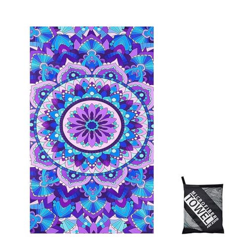 Mikrofaser Handtuch,Strandtuch XXL Microfaser Badetuch Groß 90x160CM,Schnelltrocknend Handtuch Datura,Stranddecke Badetuch Strand,Beach Towel Strandtücher strandhandtuch mit Aufbewahrungstasche von yayafunfun