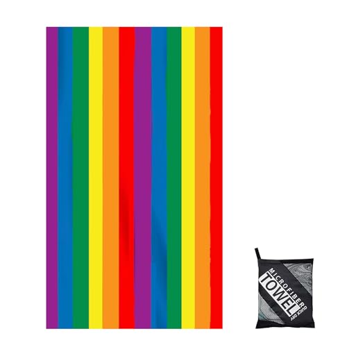 Mikrofaser Handtuch,Strandtuch XXL Microfaser Badetuch Groß 90x160CM,Schnelltrocknend Handtuch Regenbogen,Stranddecke Badetuch Strand,Beach Towel Strandtücher strandhandtuch mit Aufbewahrungstasche von yayafunfun