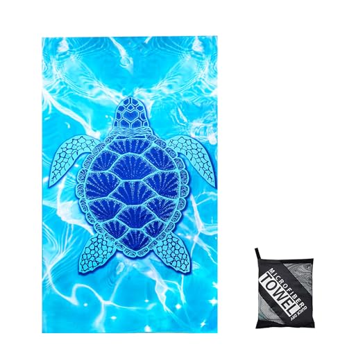 Mikrofaser Handtuch,StrandtuchXXL Microfaser Badetuch Groß 90x160CM,Schnelltrocknend Handtuch TropicalTurtle,Stranddecke Badetuch Strand,Beach Towel Strandtücher strandhandtuch mit Aufbewahrungstasche von yayafunfun