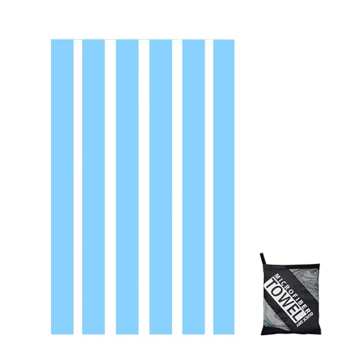 yayafunfun Mikrofaser Handtuch,Strandtuch XXL Microfaser Badetuch Groß 90x160CM,Schnelltrocknend Handtuch Streifen,Stranddecke Badetuch Strand,Beach Towel Strandtücher strandhandtuch mit (Hellblau) von yayafunfun