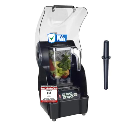 OmniBlend V Hochleistungsmixer mit Geräuschschutz I Smoothie Mixer mit BPA-freiem 1,5L Behälter & 6-Klingen-System aus Edelstahl I ideal für Smoothies I Standmixer mit 3 PS Motor I schwarz von yayago