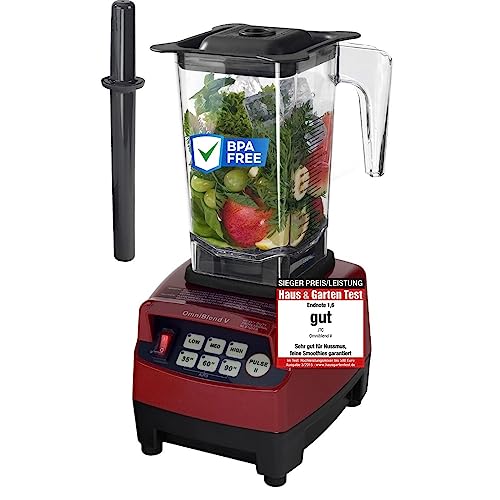 OmniBlend Smoothie Maker 1,5L in rot I Smoothie Mixer inkl. BPA-freiem Behälter & 6-Klingen-System aus Edelstahl I Mixer Smoothie Maker ideal für grüne Smoothies I Standmixer mit 3 PS Motor von yayago