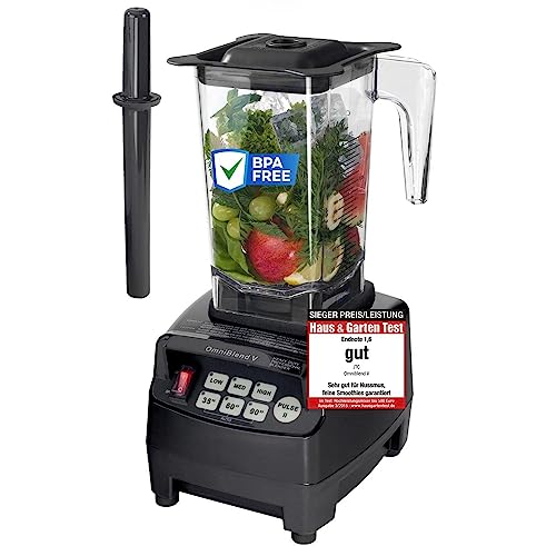 OmniBlend Smoothie Maker 1,5L in schwarz I Smoothie Mixer inkl. BPA-freiem Behälter & 6-Klingen-System aus Edelstahl I Mixer Smoothie Maker ideal für grüne Smoothies I Standmixer mit 3 PS Motor von yayago