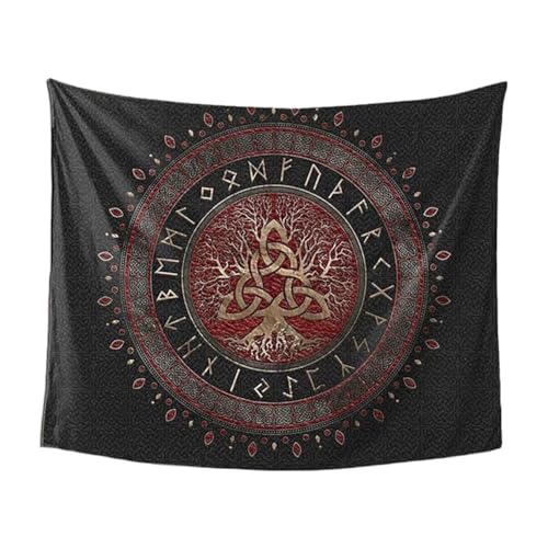 Wikinger Keltischer Knoten Baum Des Lebens Wandteppiche - Nordischer Mythos Vintage 3D Druck Yggdrasil Wandbehang Poster Decke - Nordic Art DIY Wandteppich Für Schlafzimmer Wohnkultur(110X150CM) von yayoitimes