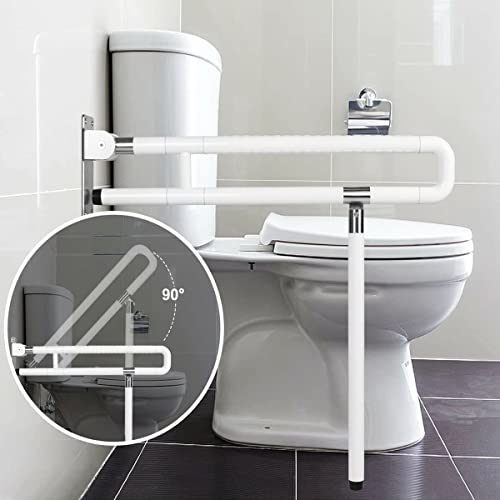 Aufstehhilfe Toilette, Wc Aufstehhilfe, 79 x 60 cm Wandstützgriff Toilette, Behinderten WC Haltegriff Klappbar, Rutschfest Sicherheitsgriff für Senioren, bis zu 150kg von ybaymy