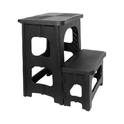 2-stufige Klapptreppenhocker, Klappbare Treppenstuhl, Treppenstuhl Am Bettrand, 250 Lb Last, Schrank Steppenkissen | 2-stufige Klapptreppe, Stabile Zweistufige Leiter für Innen- und Außenbereich von ycezw