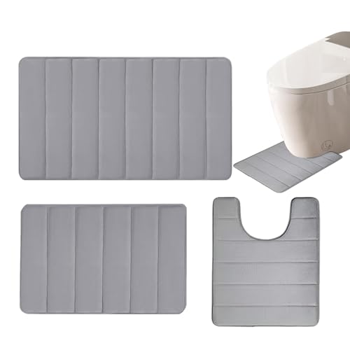 Badezimmerteppich Set, Badezimmermatte Set 3, Wasserabsorption Komfortables Badezimmer-Set, WC-Teppich, Komfortable Badezimmermatte für Zuhause Badezimmerteppich Set, Badezimmermatte Set 3, Wasserabsorption Komfortables Badezimmer-Set, WC-Teppich, Komfortable Badezimmermatte für Zuhause von ycezw