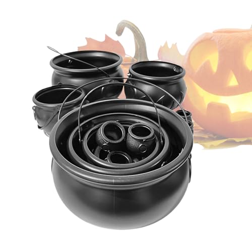 Black Cauldron Süßigkeitenhalter | 10 Pack Halloween Versorgung Cauldron mit strapazierfähigem Eimer Design | Lustiger Wasserkocher für Urlaub Behandlung Taschen Osterfest Tischschränke Schrank von ycezw