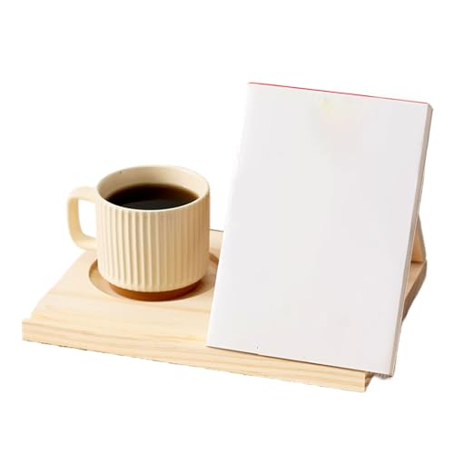 Book Rest Upred | Multifunktionaler Holzständer | Verstellbarer Leseständer mit integrierter Tassenfunktion, dekorativer Tisch-Organizer für den Bibliotheksschreibtisch von ycezw