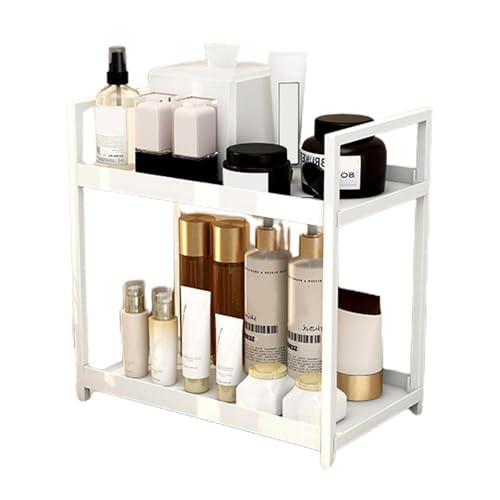 Desktop-Organizer Regal - 2-stöckiges Tischregal, Kleines 2-lagiges Tischregal | Freistehendes Kleines Bücherregal Schlafzimmer Schreibtisch, Küchenarbeitsplatte Display-Ständer für Kosmetik, Bücher von ycezw