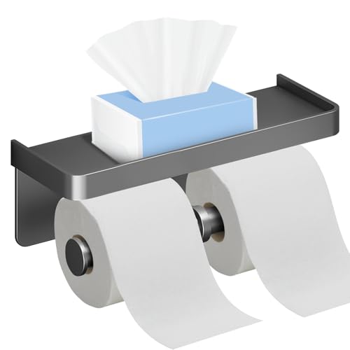 Doppelrolle Toilettenpapierhalter | Rustikales Edelstahlregal | Wandmontierter Doppelhalter mit Telefon Tablett und Ablageständer | Badezimmergewebe Ständer für Telefone kleine Essenzen und täglich Doppelrolle Toilettenpapierhalter | Rustikales Edelstahlregal | Wandmontierter Doppelhalter mit Telefon Tablett und Ablageständer | Badezimmergewebe Ständer für Telefone kleine Essenzen und täglich von ycezw