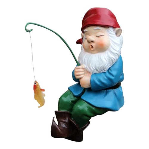Fischerhof - Fischerzwerg Gartenskulptur, Zwergrasenstatue | Lustige Figuren aus Kunstharz, Gartenzwerg, Outdoor Deko für Garten, Rasen, Seebrunnen, Ornament von ycezw