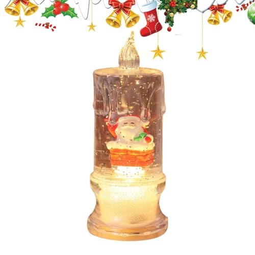 Flammenlose Weihnachtslichter, Weihnachtsnachtlichter, Clear Glow Wick- Wasser gefüllte flackernde LED-, Urlaub Winter LED- mit Cartoon innen für von ycezw