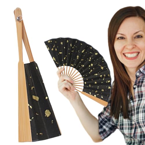 Folding Hand Fan | Exquisite Kunsthandwerk Design | Faltbarer Klappventilator mit zartem Druck und kompakt | Chinesischer Themen-Handventilator für Hochzeitszeremonie Tanzparty Veranstaltung von ycezw