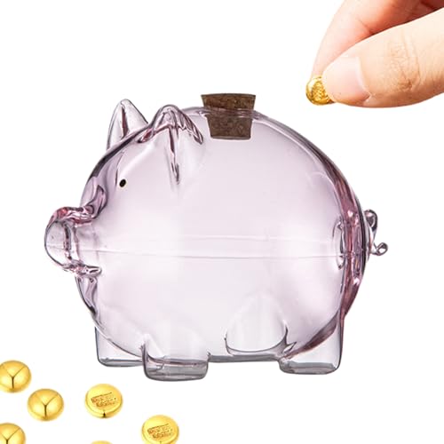 Glasmünzbank, transparenter Schweinedosenbehälter mit haltbarem Deckel | Tragbarer breakbeständig sparender Halter für Tischplatte Organisation und Bücherregal, ideal für Kinder Erwachsene von ycezw