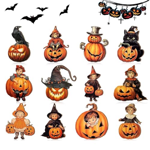 Halloween Holzschmuck,Halloween-Ornamente - 12 Vista Print Holzdekorationen für Halloween-Baum, Holzhandwerk, Beängstigend hängende Schilder mit Seilen, Halloween-Dekorationen in Miniatur für Halloween Holzschmuck,Halloween-Ornamente - 12 Vista Print Holzdekorationen für Halloween-Baum, Holzhandwerk, Beängstigend hängende Schilder mit Seilen, Halloween-Dekorationen in Miniatur für von ycezw