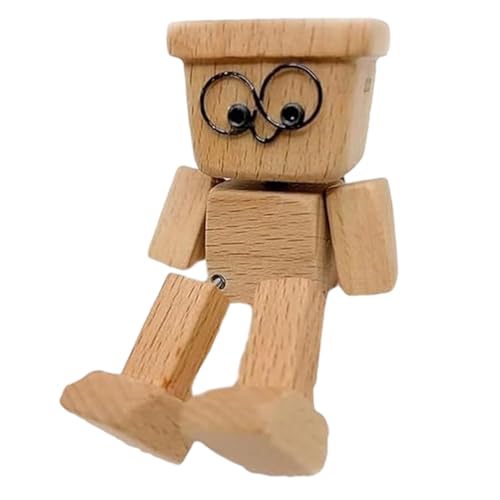 Hölzerne lustige männliche Statue | Schüttelnde hölzerne Figur Ornament mit kreativem handgefertigten Stil | Dekorative Skulptur für Autokabelregal Studie Bücherregal Schlafzimmer Wohnzimmer und von ycezw