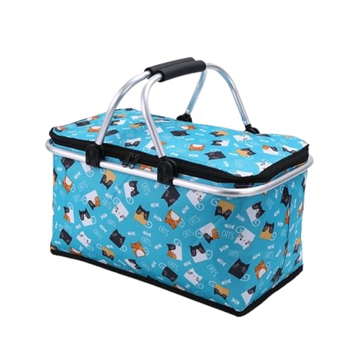 Isolierter Picknickkorb - Großer Picknickkorb, Outdoor Strandkorb Kühler | Faltbare Picknicktasche Aus Leinwand mit Riemen, Bequeme Leere Reisekorb für Snacks, Getränke, Notwendigkeit von ycezw