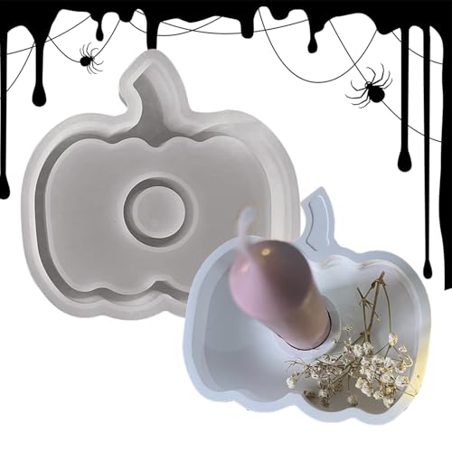 Kürbis Form Silikon | 2-in-1 Halloween Silikonformen-Hersteller Form Tray Backen Kuchen Schokolade Seife Crafting Kerzenhalter für Thanksgiving Dekor Urlaub Projekte von ycezw