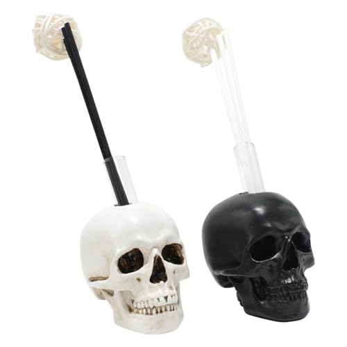Leere Diffusorflasche, leerer Diffusorbehälter, 2 Teile Schädel Air Freshener Diffusoren mit Diffusorstäben, Duftstoffverteiler für Regal zu Hause von ycezw