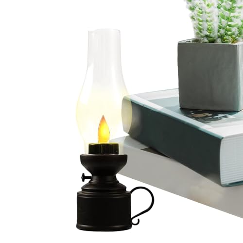 Nostalgische Ornamente Lampe - Vintage LED Öllampe, retro dekorative Tischlampe | Nachttischlampe für Kinder, Nachttischlampe am Bett, elektrische Innenleuchte für Tischplatte, elektrische von ycezw