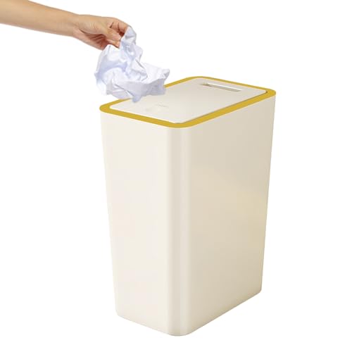 Rechteckiger Mülleimer – Mülleimer mit Pressdeckel und Kapazität, Müllcontainer | Funktioneller Müllbehälter für, Badezimmer, Puderraum und Schlafzimmer mit Nachhaltigem Design Einfache Reinigung und von ycezw