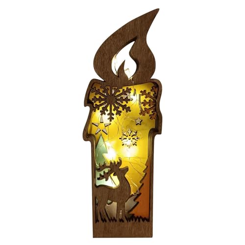 Reines Licht, LED Weihnachtsbeleuchtung mit, beleuchtete Hirschdekoration - Weihnachten LED-Leuchten. Indoor Holz Weihnachtsstatuette für Urlaub zu Hause von ycezw
