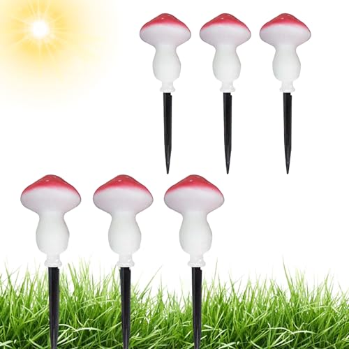 Rote Solar-Pilzlampe, Solar-Powered Pilz LED Lichter | 6 Teile Outdoor LED String Stake Lampe | Solar angetriebenen Schwamm, Wasserdichte Landschaftsbeleuchtung Dekor, von ycezw