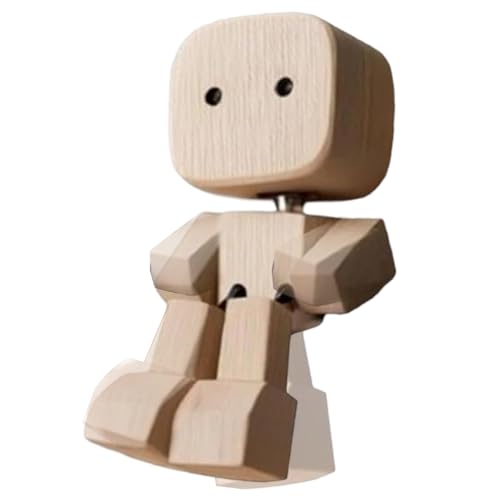 Schütteln der hölzernen Statue | Lustige Holztischdekoration Figur mit handgefertigtem Design | Dekorative Skulptur für Autokabinett Studie Wohnzimmerregal Display Bücherregal Schlafzimmer und von ycezw