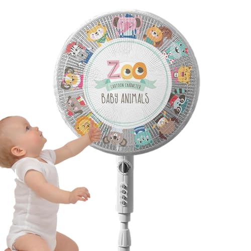 Sockel Ventilator-Schutzabdeckung, Staubproakt Mesh SicherheitsNet | Anti-Pinch Elektrische Ventilator-Abdeckung für den Sommer, niedlichen Finger-Safe Fan Protector für Kindersicherheit, Runde von ycezw