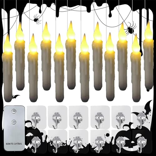 Taper Candles - Batteriebetriebene flackernde, warme LED-Kerzen | Fernbedienung Schwebende Pendelleuchten, Realistische flammenlose Konisch für Partys, Halloween, Veranstaltungen von ycezw