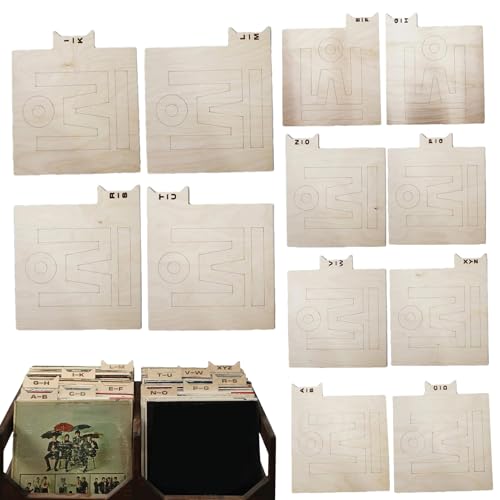 Teiler Holz – Bibliothek Regalteiler Scheibe Lagerung LP Organizer, Alphabetisches Set | 12 Stück Lagerteiler für Media Alben Bücherregal mit klarer Kennzeichnung und praktischer Unterteilung für von ycezw