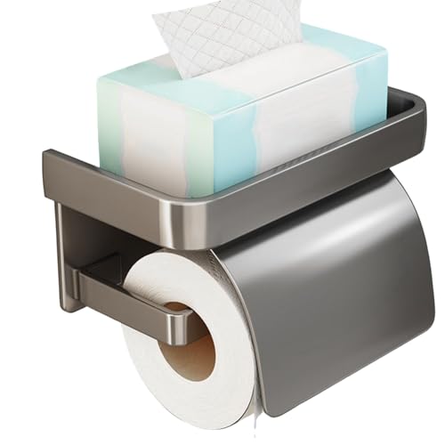 Toilettenpapierhalter - Wandmontierter Seidenpapierhalter, Spender für Badezimmerrollen | Haltbarer Wandhalter aus Aluminiumlegierung mit Ablageregal, retro selbstklebendes Toilettenpapierständer für Toilettenpapierhalter - Wandmontierter Seidenpapierhalter, Spender für Badezimmerrollen | Haltbarer Wandhalter aus Aluminiumlegierung mit Ablageregal, retro selbstklebendes Toilettenpapierständer für von ycezw