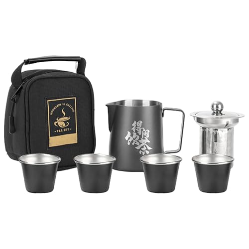 Tragbares Teeset für Reisen, Tee-Set | Edelstahl-Teekanne Mit Teetassen | Reisetasche, Kung Fu Teeset Tragbare Rucksack-Teezeremonie Tragbares Teeset für Reisen, Tee-Set | Edelstahl-Teekanne Mit Teetassen | Reisetasche, Kung Fu Teeset Tragbare Rucksack-Teezeremonie von ycezw